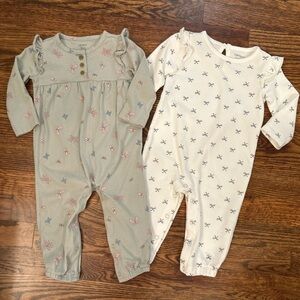Carter’s Baby Girl Romper Jumpsuit Bundle 2Pc Butterfly Bow 9M